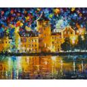 Gallery value USD16900 CASTLE BY THE LAKE - PALETTE KNIFE Oil Painting On Canvas By Leonid Afremov